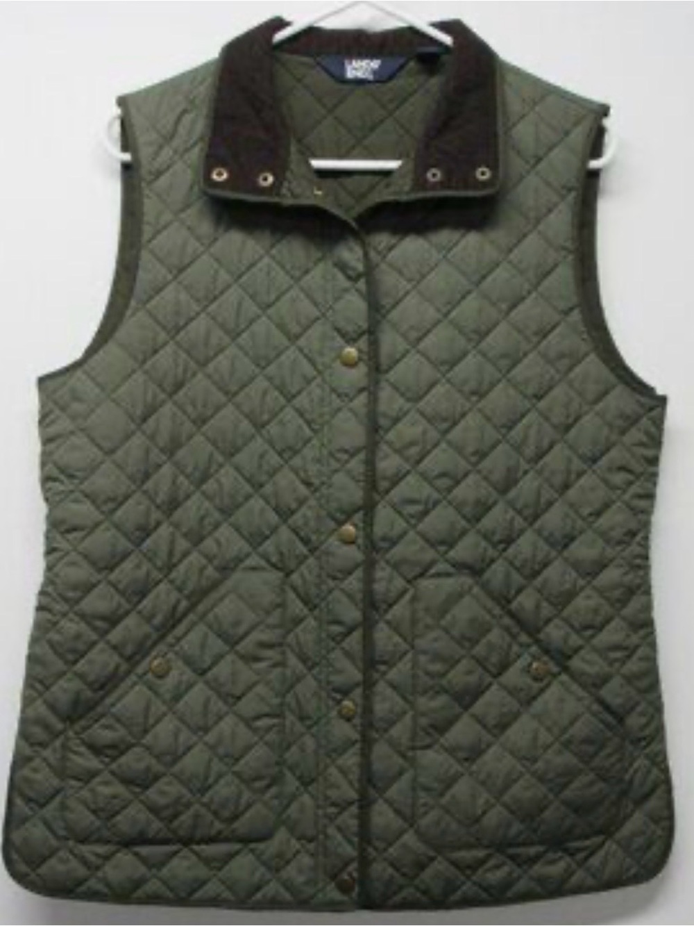 Lands' End Quilted Vest in Olive, 2X